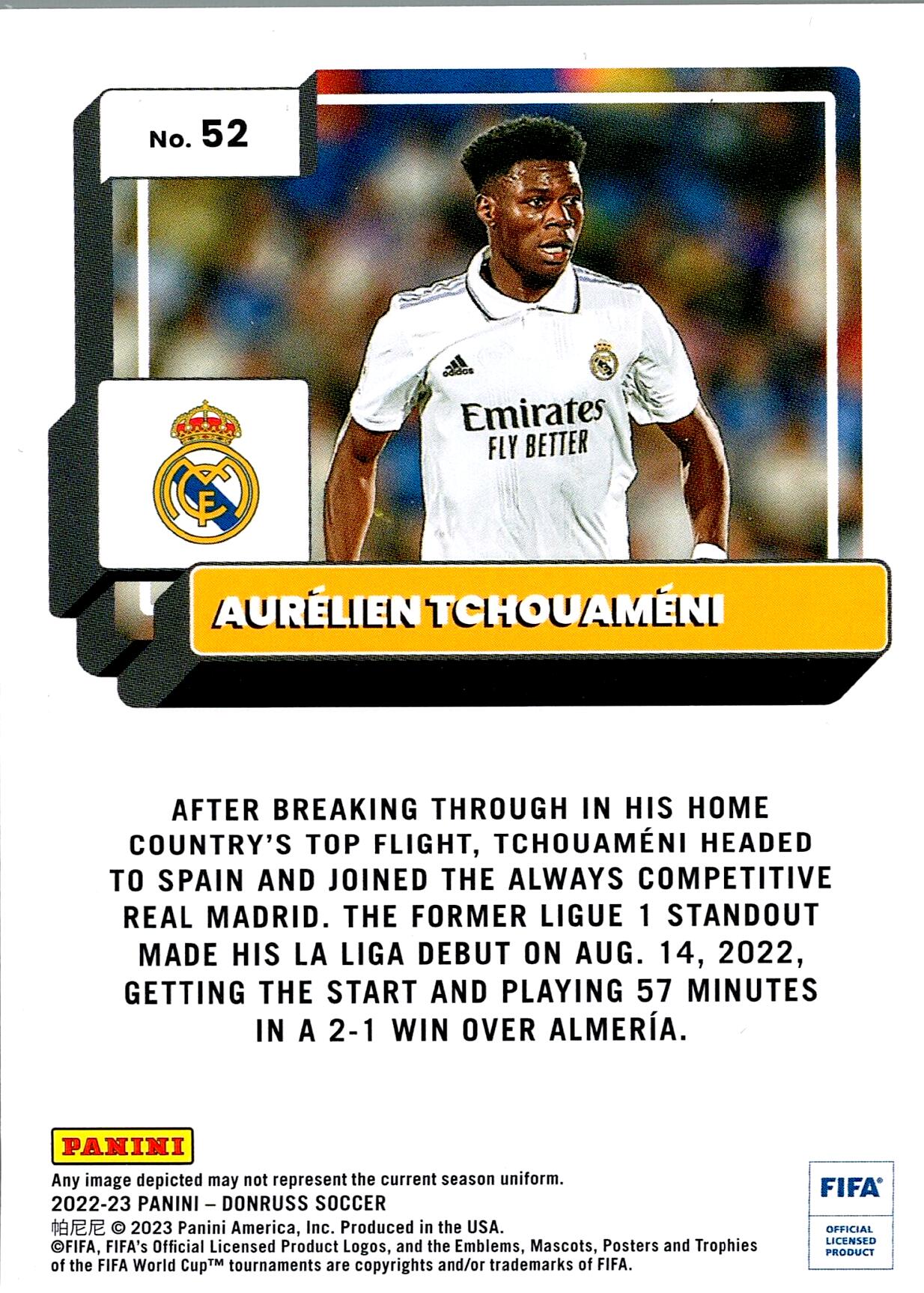 PANINI DONRUSS FIFA 2022/2023 TCHOUAMENI Nº52