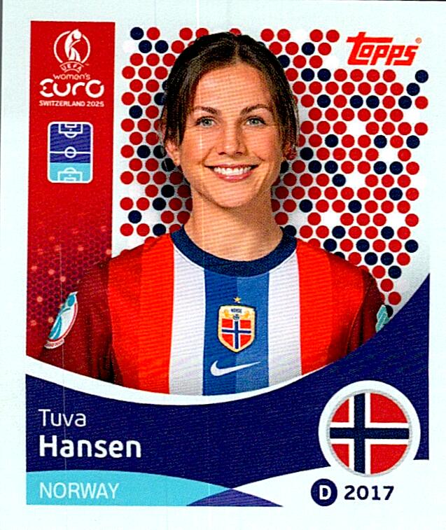 TOPPS WOMEN´S EURO SWITZERLAND 2025 TUVA HANSEN Nº49