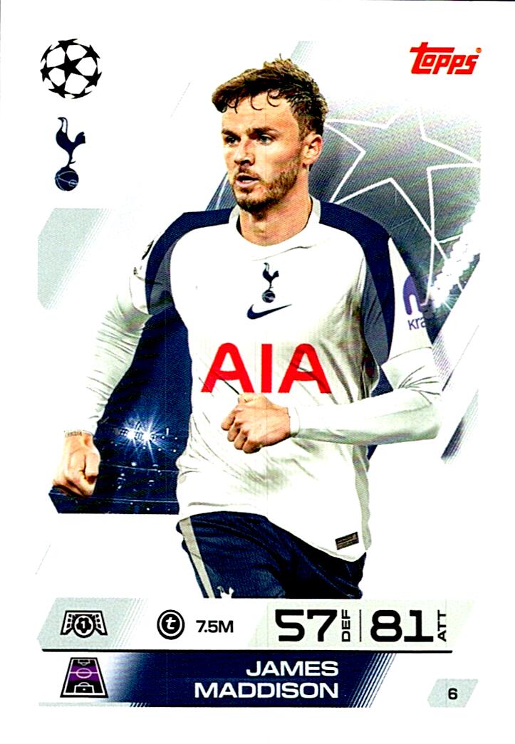 MATCH ATTAX CHAMPIONS LEAGUE 2025/2026 JAMES MADDISON Nº6