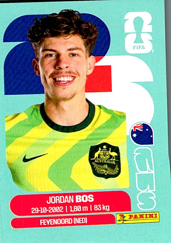 STICKERS FIFA WORLD CUP 2026 JORDAN BOS NºAUS 6