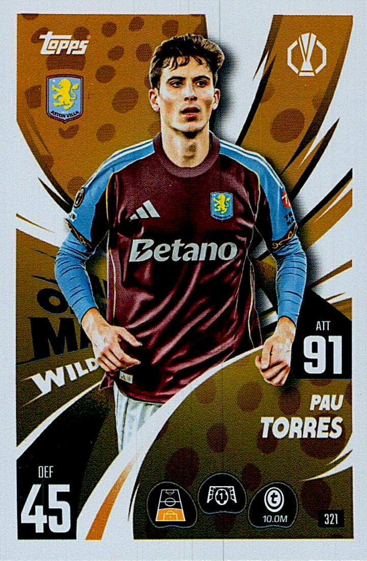 MATCH ATTAX CHAMPIONS LEAGUE 2025/2026 PAU TORRES MAN OF THE MATCH Nº321