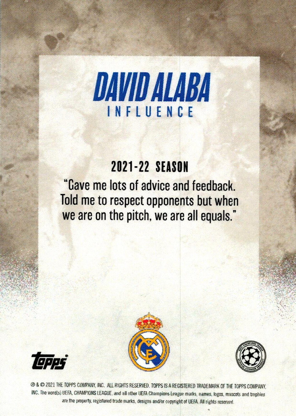 TOPPS UEFA CHAMPIONS LEAGUE 2020/2021 DAVID ALABA