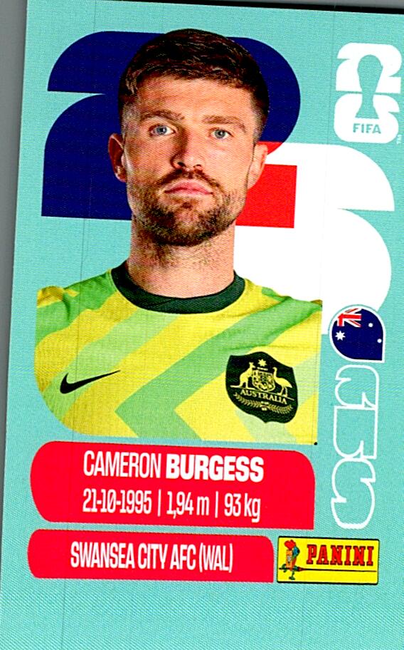 STICKERS FIFA WORLD CUP 2026 CAMERON BURGESS NºAUS 8