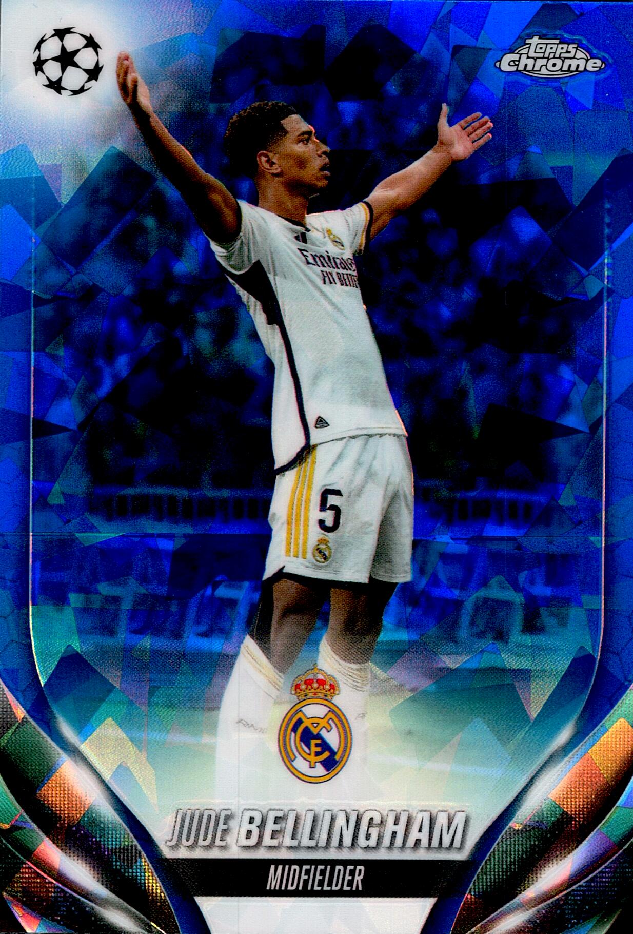 TOPPS CHROME UCL 2023/2024 JUDE BELLINGHAM BLUE PRISM PARALLEL Nº112