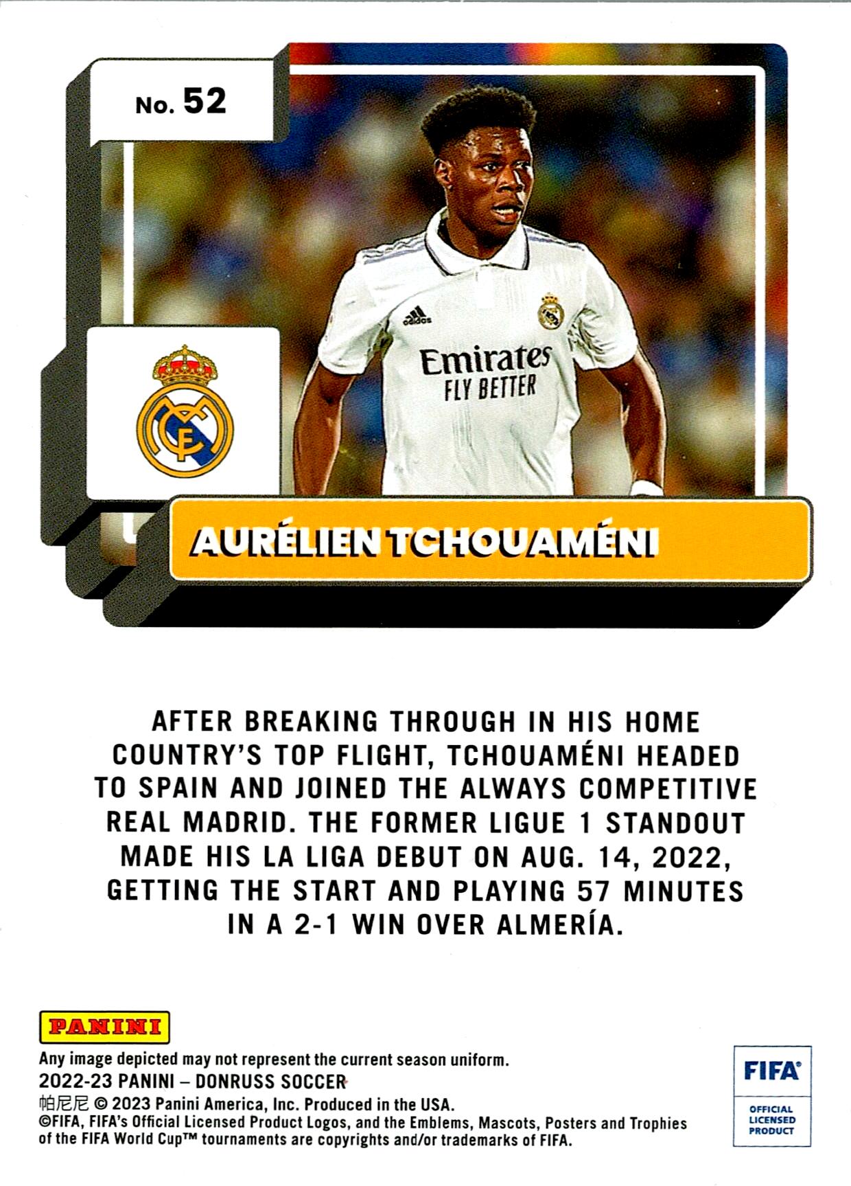 PANINI DONRUSS FIFA 2022/2023 TCHOUAMENI Nº52 SILVER