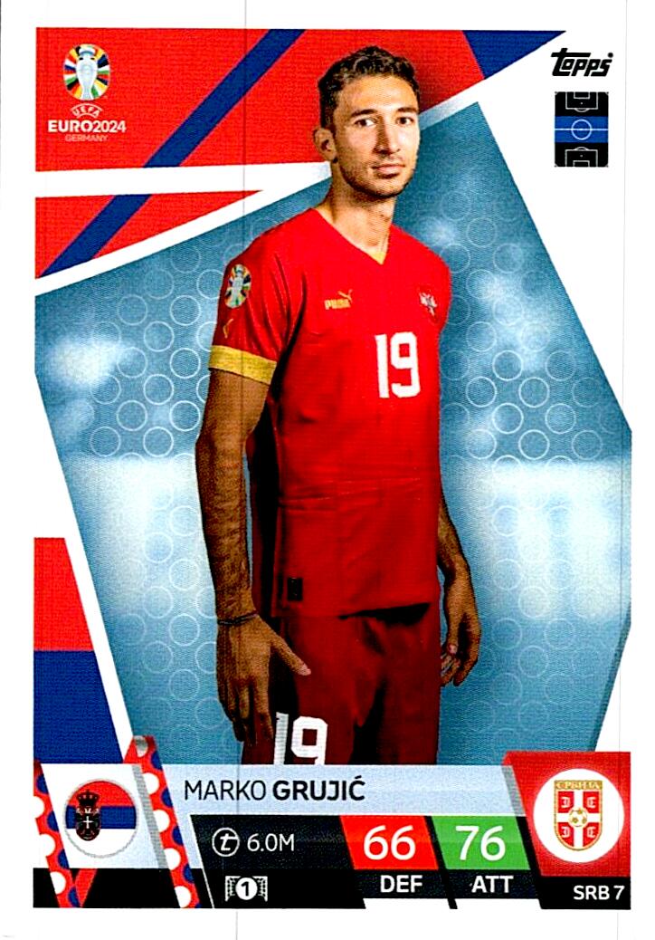 TOPPS MATCH ATTAX UEFA EURO 2024 MARKO GRUJIC SERBIA NºSRB7