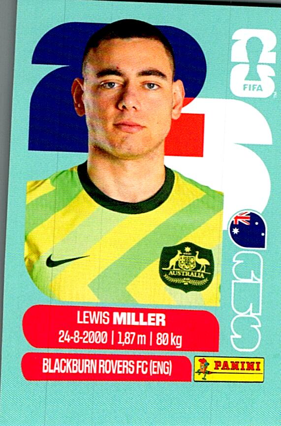 STICKERS FIFA WORLD CUP 2026 LEWIS MILLER NºAUS 9