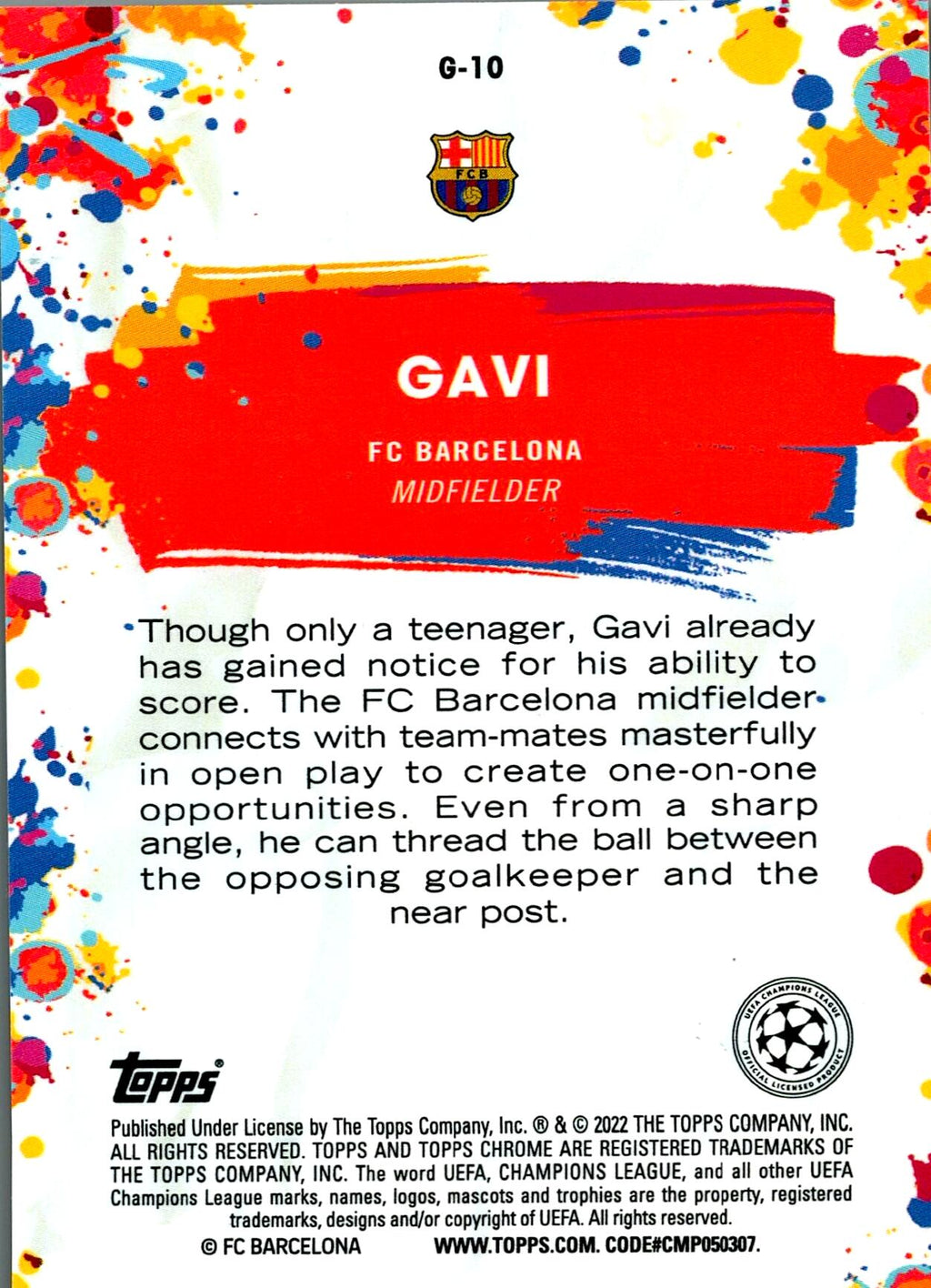 TOPPS CHROME UEFA CHAMPIONS LEAGUE 2021/2022 - GAVI GOLAZO ROOKIE CARD