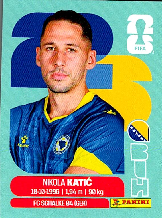 STICKERS FIFA WORLD CUP 2026 NIKOLA KATIC NºBIH 7