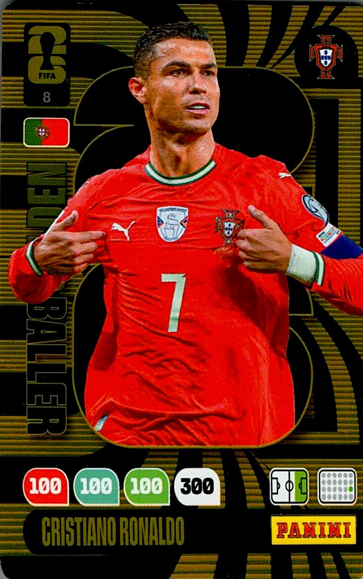 ADRENALYN WORLD CUP 2026 CRISTIANO RONALDO GOLDEN BALLER Nº8