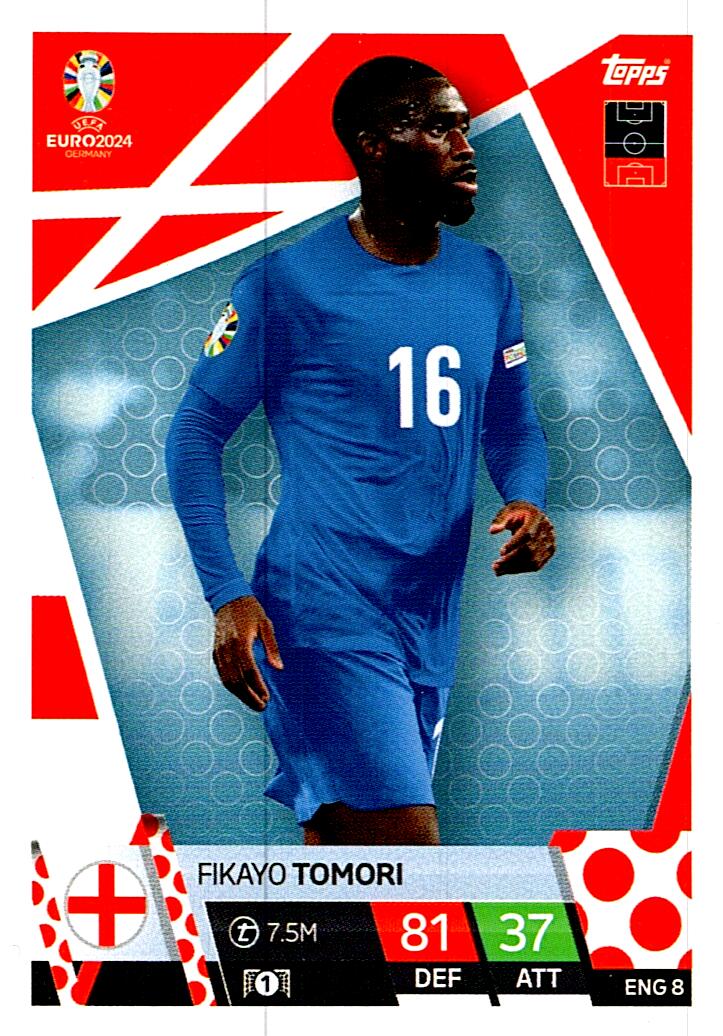 TOPPS MATCH ATTAX UEFA EURO 2024 FIKAYO TOMORI INGLATERRA NºENG8