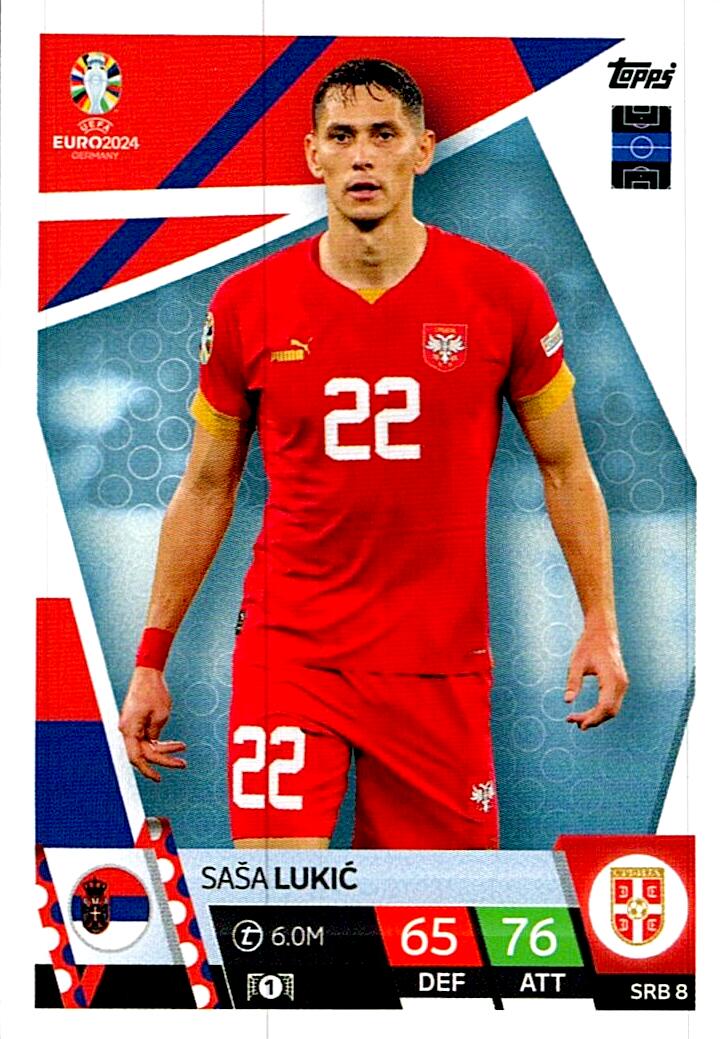 TOPPS MATCH ATTAX UEFA EURO 2024 SASA LUKIC SERBIA NºSRB8