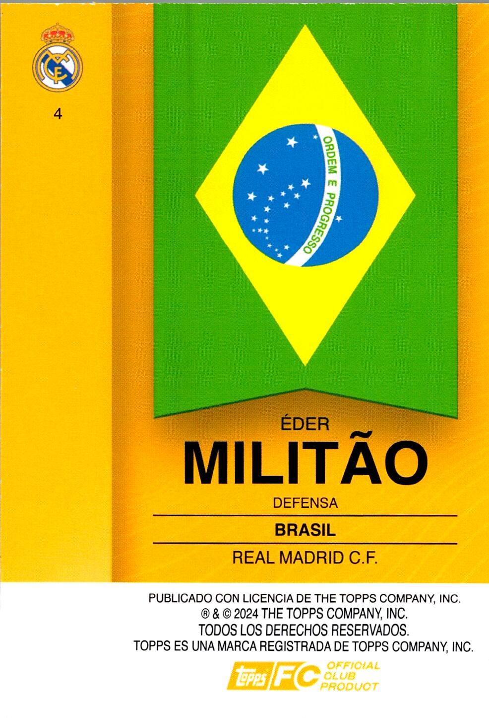 FAN SET REAL MADRID 2024/25 EDER MILITAO Nº4