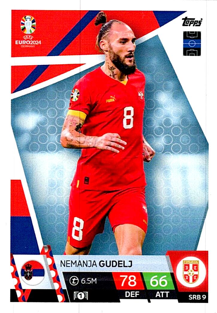 TOPPS MATCH ATTAX UEFA EURO 2024 NEMANJA GUDELJ SERBIA NºSRB9