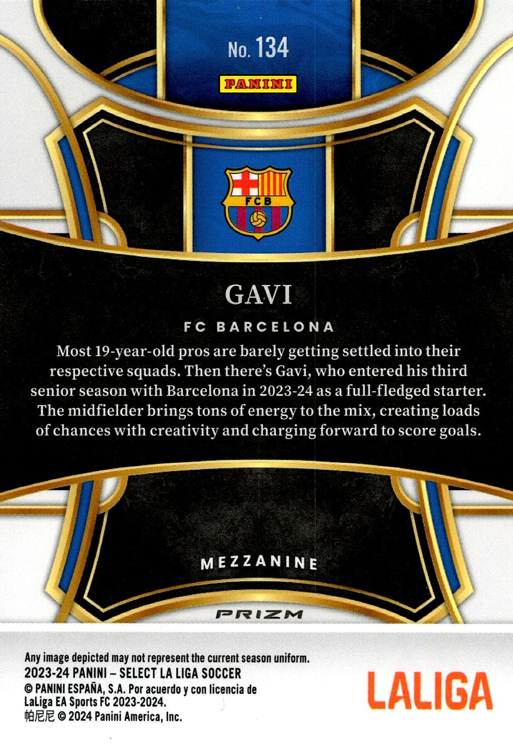 PANINI SELECT LA LIGA 2023/2024 GAVI RED Nº134