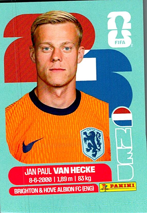 STICKERS FIFA WORLD CUP 2026 JAN PAUL VAN HECKE NºNED 9