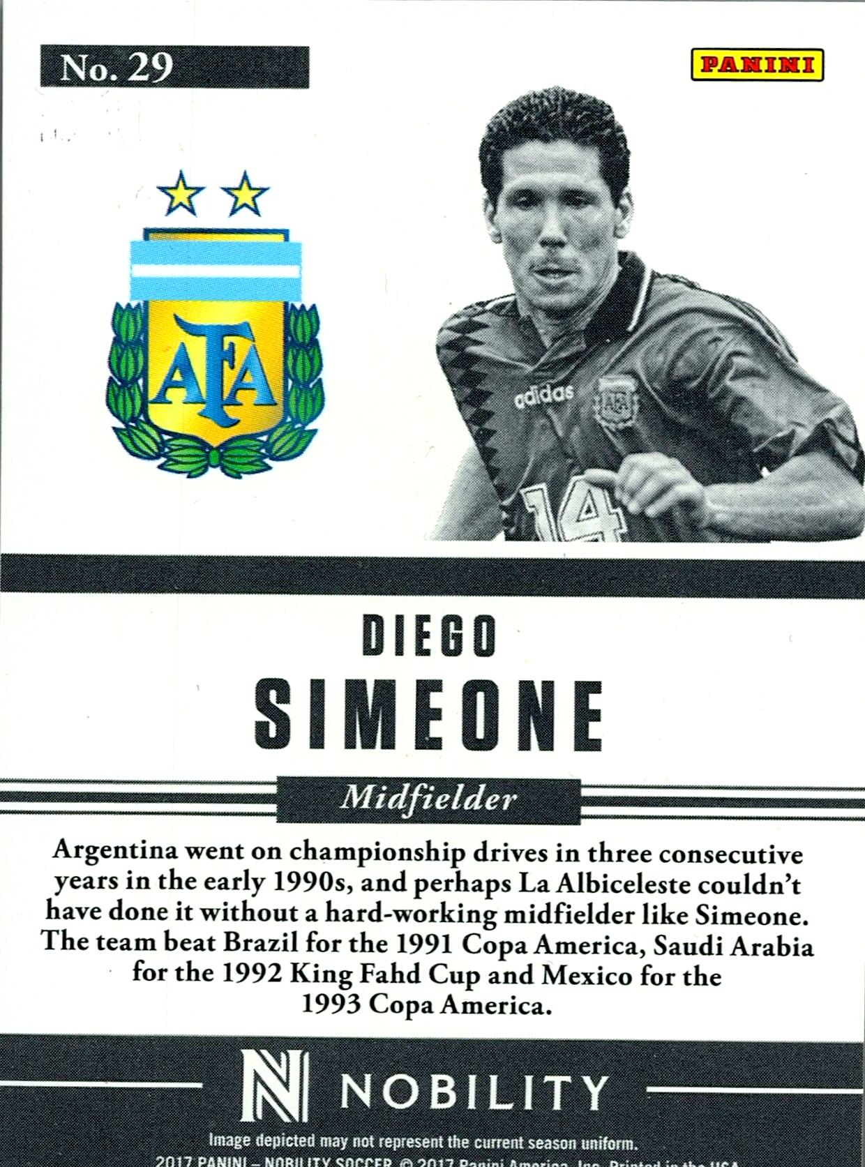 PANINI NOBILITY 2016/2017 DIEGO SIMEONE Nº29