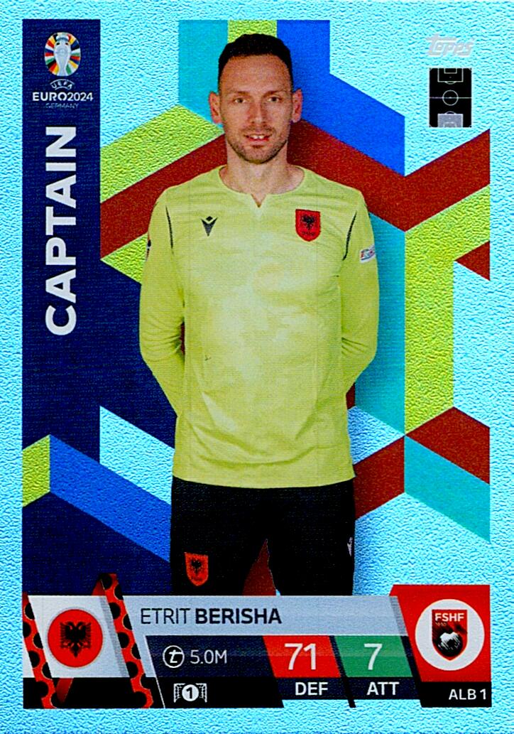 TOPPS MATCH ATTAX UEFA EURO 2024 ETRIT BERISHA ALBANIA NºALB1 CAPTAIN
