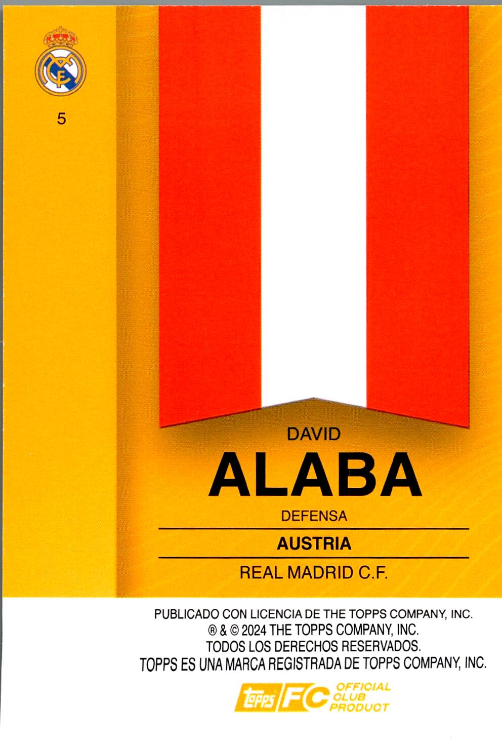 FAN SET REAL MADRID 2024/25 DAVID ALABA Nº5