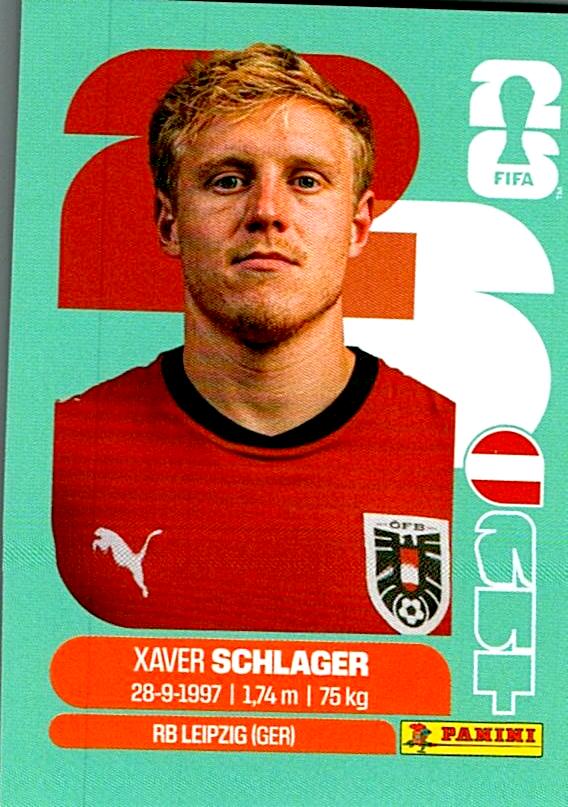STICKERS FIFA WORLD CUP 2026 XAVER SCHLAGER NºAUT 10