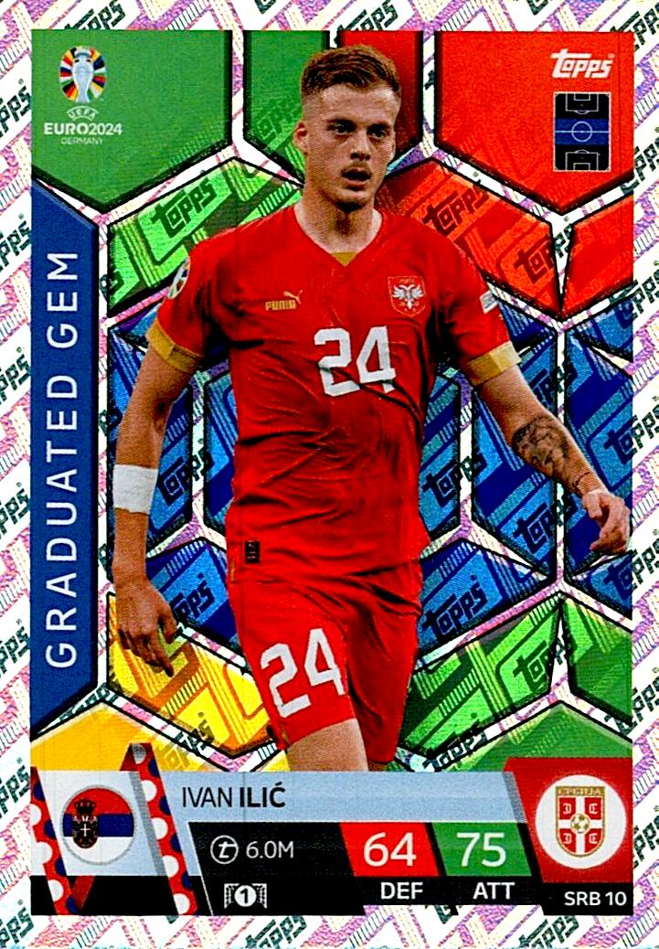 TOPPS MATCH ATTAX UEFA EURO 2024 IVAN ILIC SERBIA NºSRB10 GRADUATED GEM