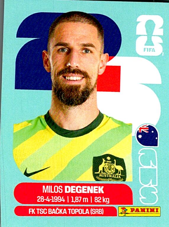 STICKERS FIFA WORLD CUP 2026 MILOS DEGENEK NºAUS 10