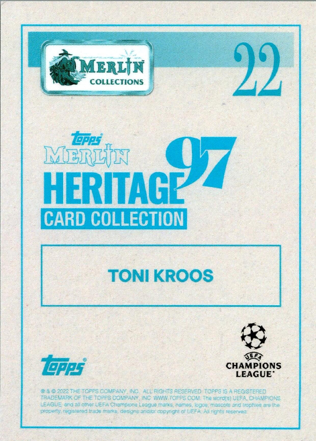 TOPPS MERLIN HERITAGE 97 2021/2022 TONI KROOS Nº22