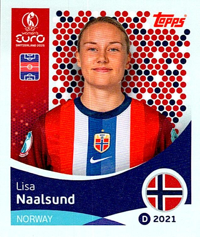 TOPPS WOMEN´S EURO SWITZERLAND 2025 LISA NAALSUND Nº54