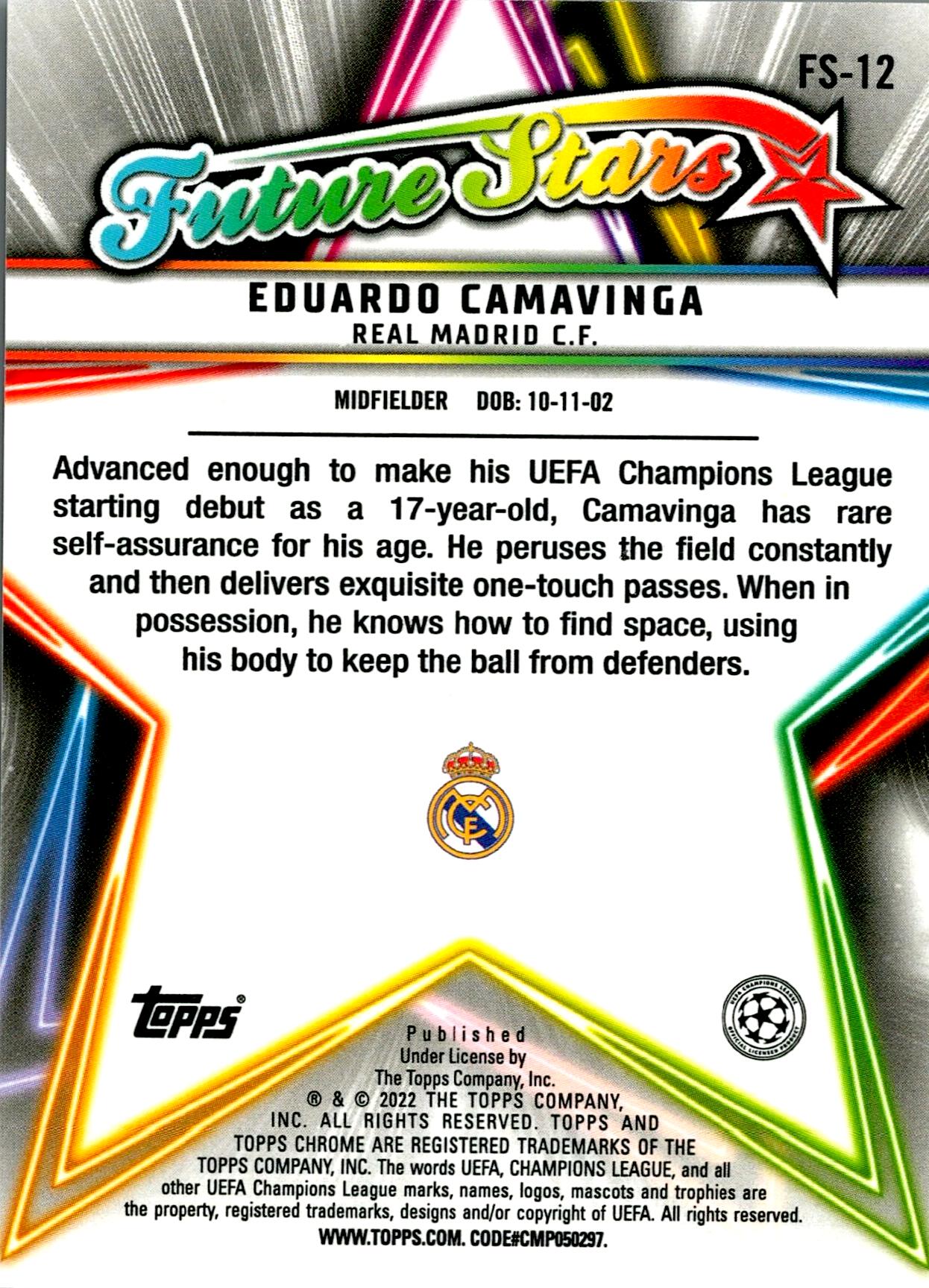 TOPPS CHROME 2022 CAMAVINGA NºFS12 - FUTURE STARS