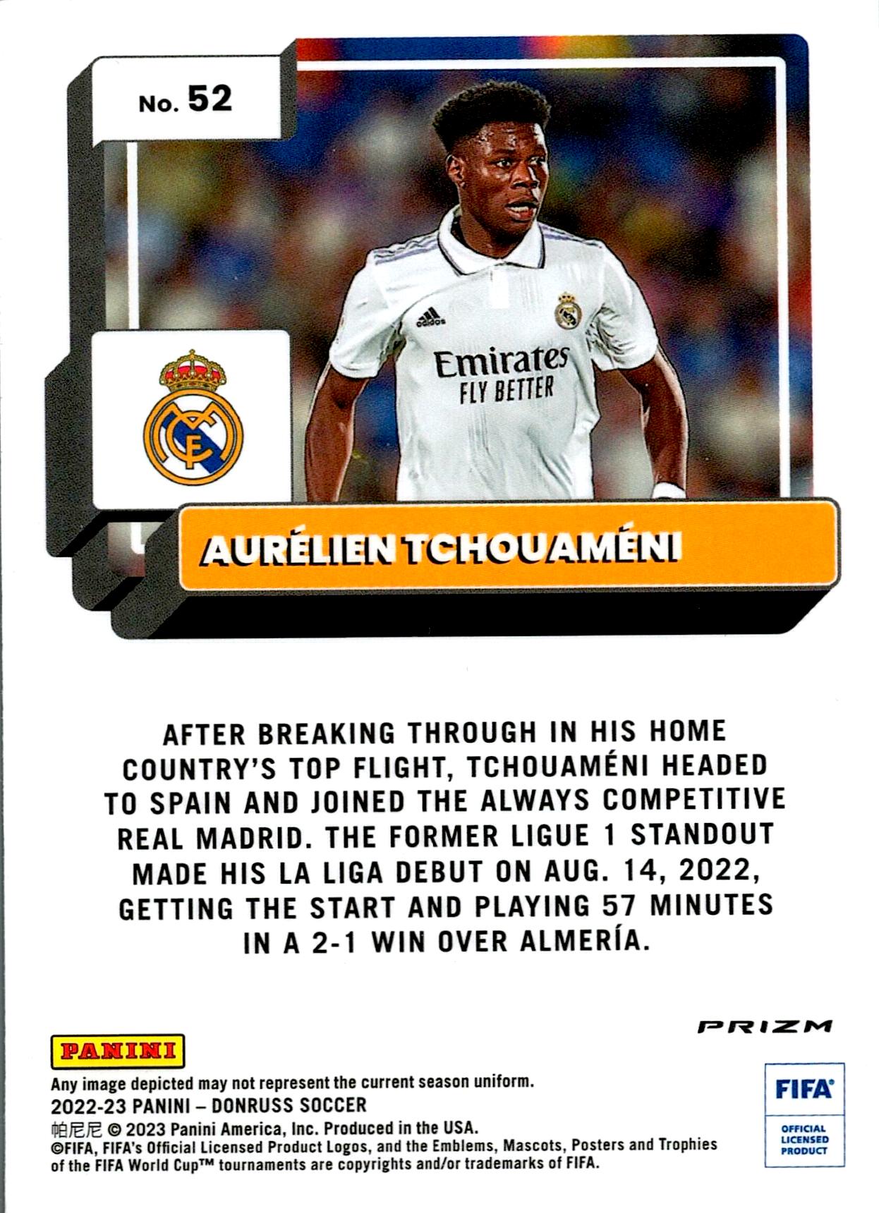 PANINI DONRUSS FIFA 2022/2023 TCHOUAMENI Nº52 PLATA HOLO