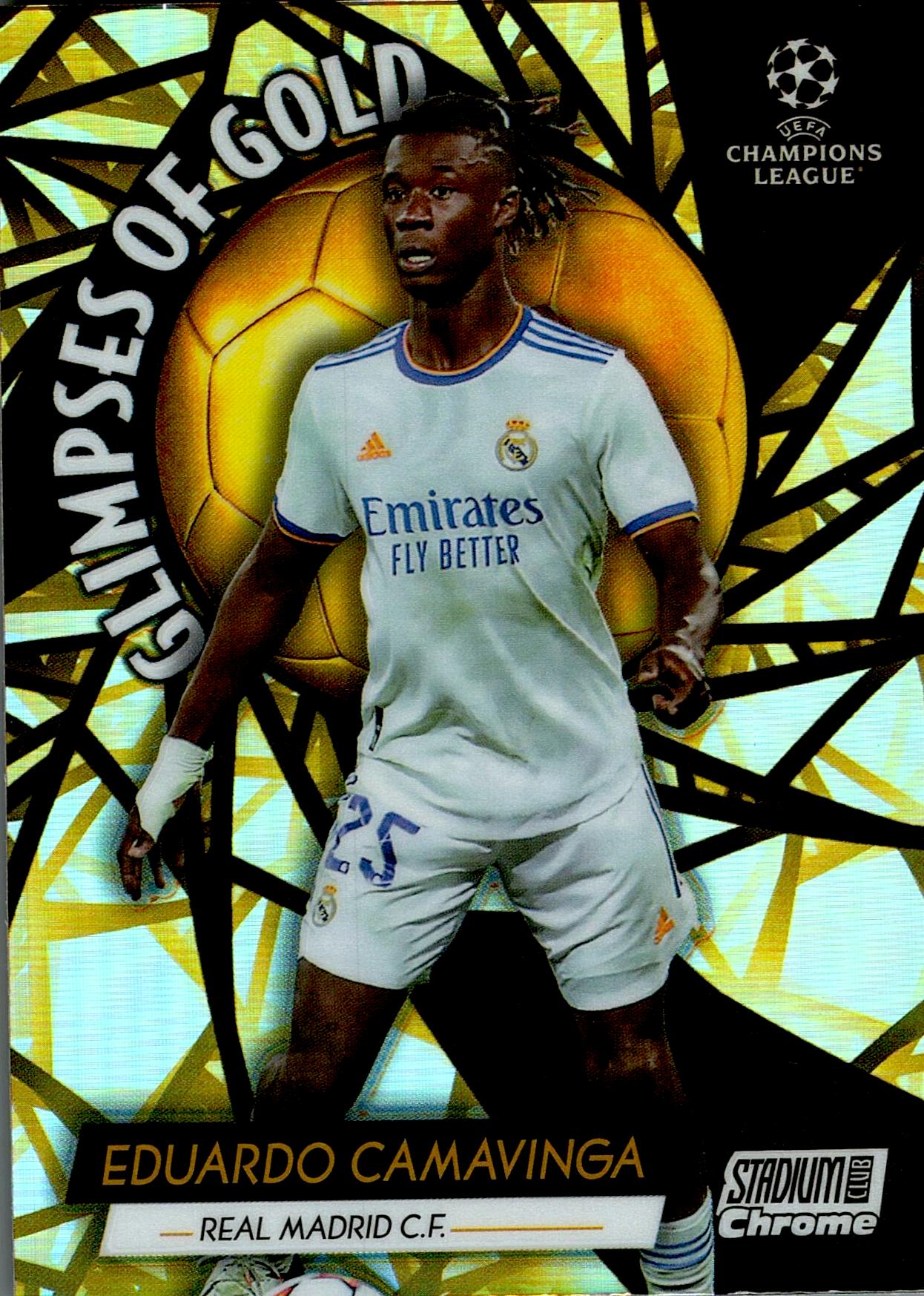 TOPPS STADIUM CLUB CHROME UCL 2021/2022 - CAMAVINGA NºGG EC GLIMPSES OF GOLD