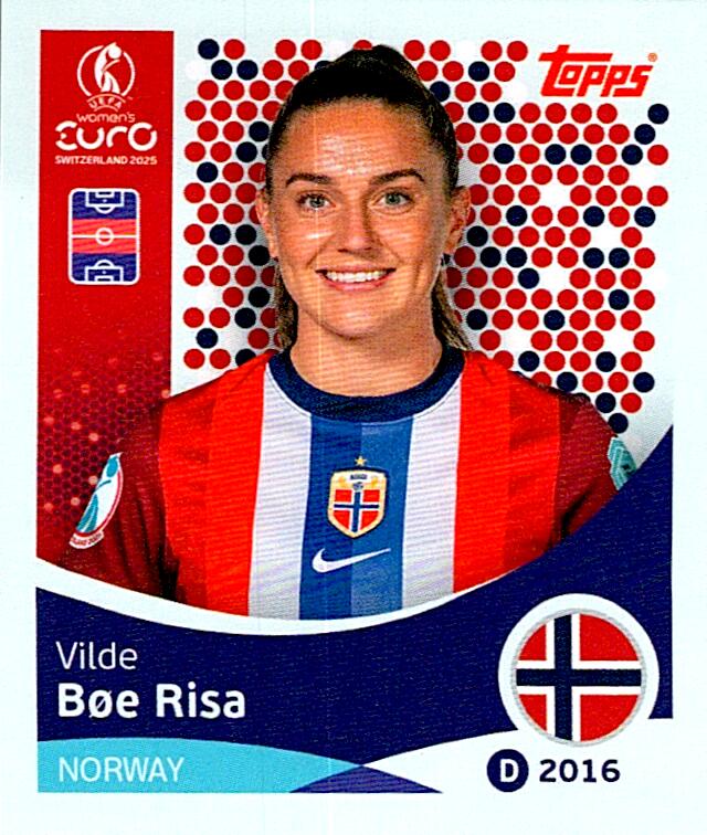 TOPPS WOMEN´S EURO SWITZERLAND 2025 VILDE BOE RISA Nº55