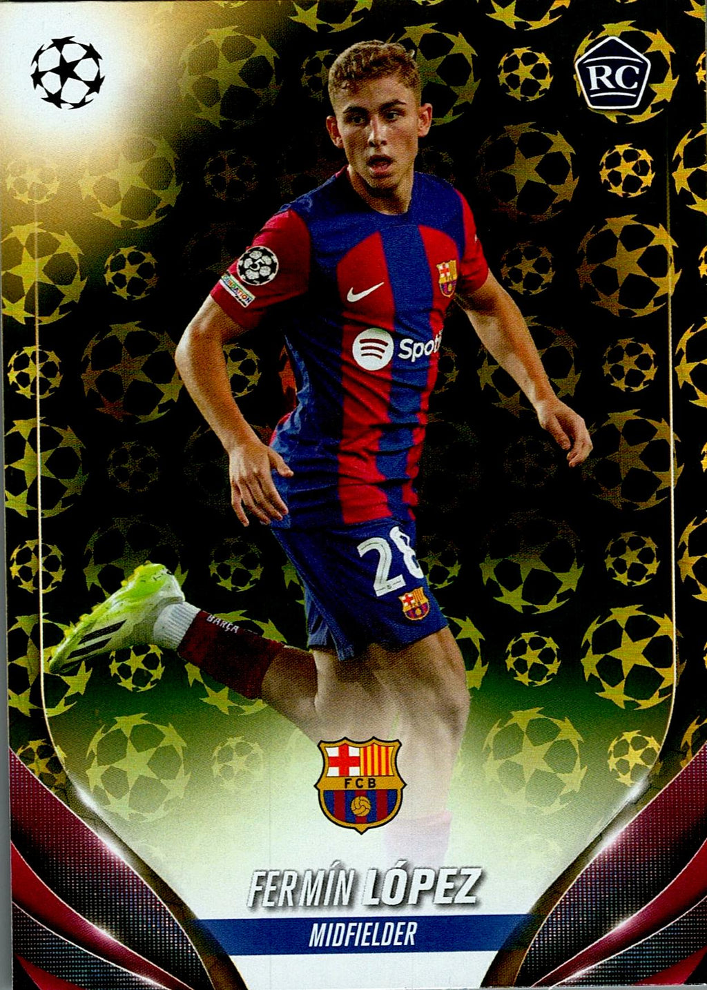 TOPPS UEFA CHAMPIONS LEAGUE 2023/2024 FERMÍN GOLD STARBALL PARALLEL Nº38 ROOKIE