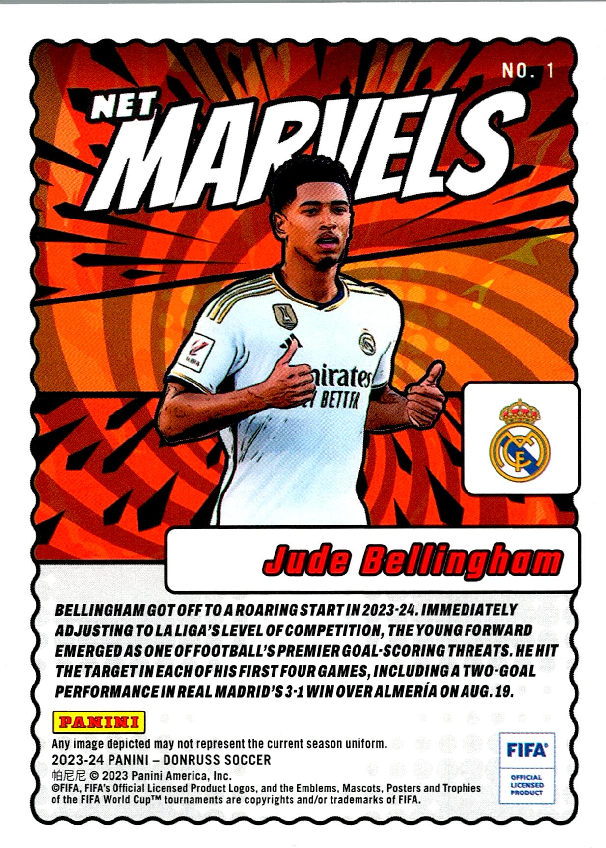 PANINI DONRUSS FIFA 2023/2024 BELLINGHAM NET MARVELS Nº1