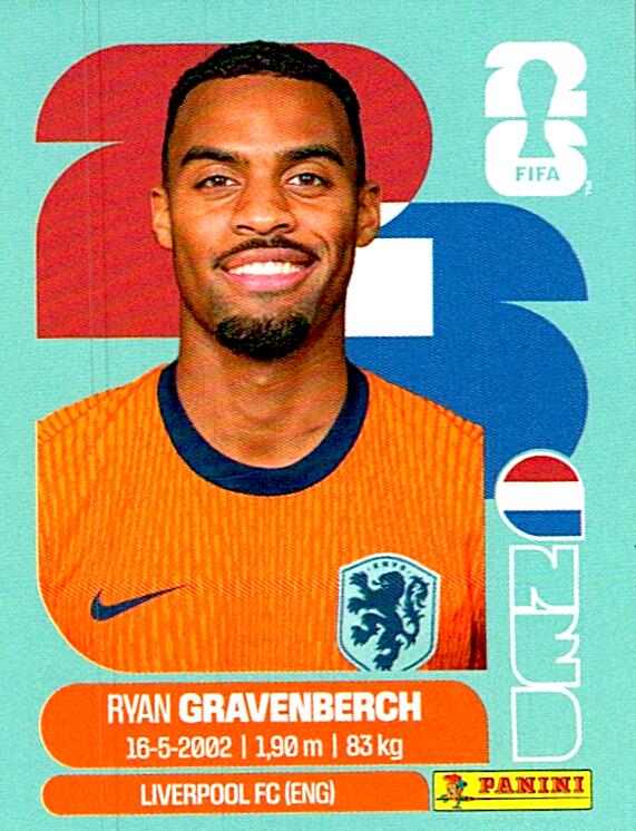 STICKERS FIFA WORLD CUP 2026 RYAN GRAVENBERCH NºNED 11