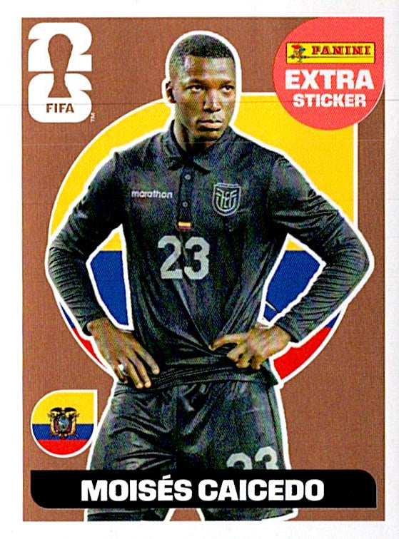 STICKERS FIFA WORLD CUP 2026 MOISES CAICEDO EXTRA STICKER BRONCE