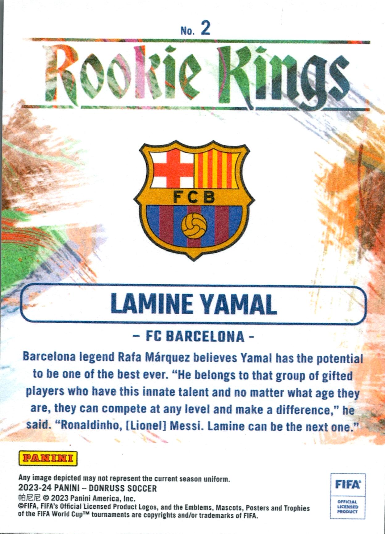 PANINI DONRUSS FIFA 2023/2024 LAMINE YAMAL ROOKIE KINGS Nº2 ROOKIE