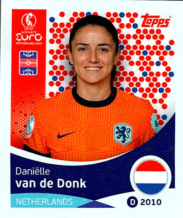 TOPPS WOMEN´S EURO SWITZERLAND 2025 DANIËLLE VAN DE DONK Nº296
