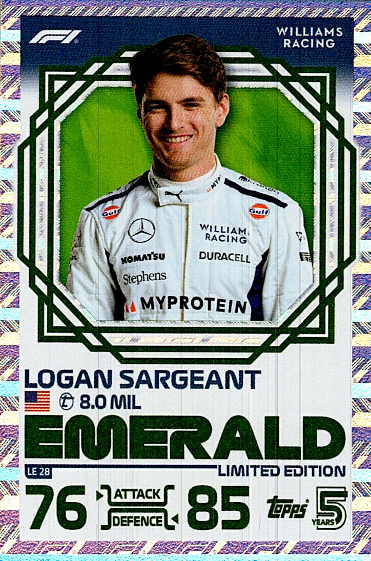 TOPPS TURBO ATTAX 2024 LOGAN SARGEANT EMERALD LE28