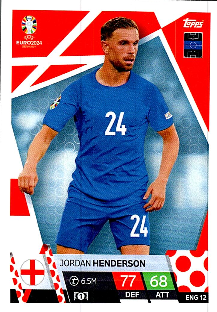TOPPS MATCH ATTAX UEFA EURO 2024 JORDAN HENDERSON INGLATERRA NºENG12