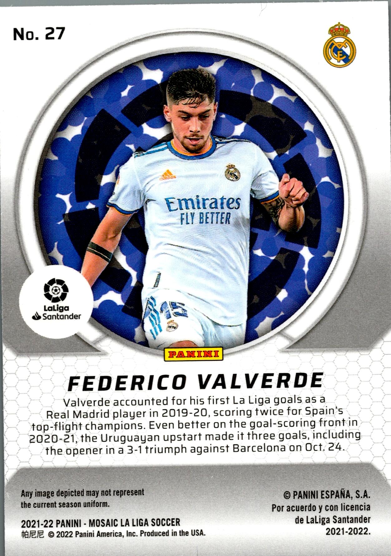 PANINI MOSAIC LA LIGA 2023/2024 FEDE VALVERDE Nº27 MEN OF MASTERY