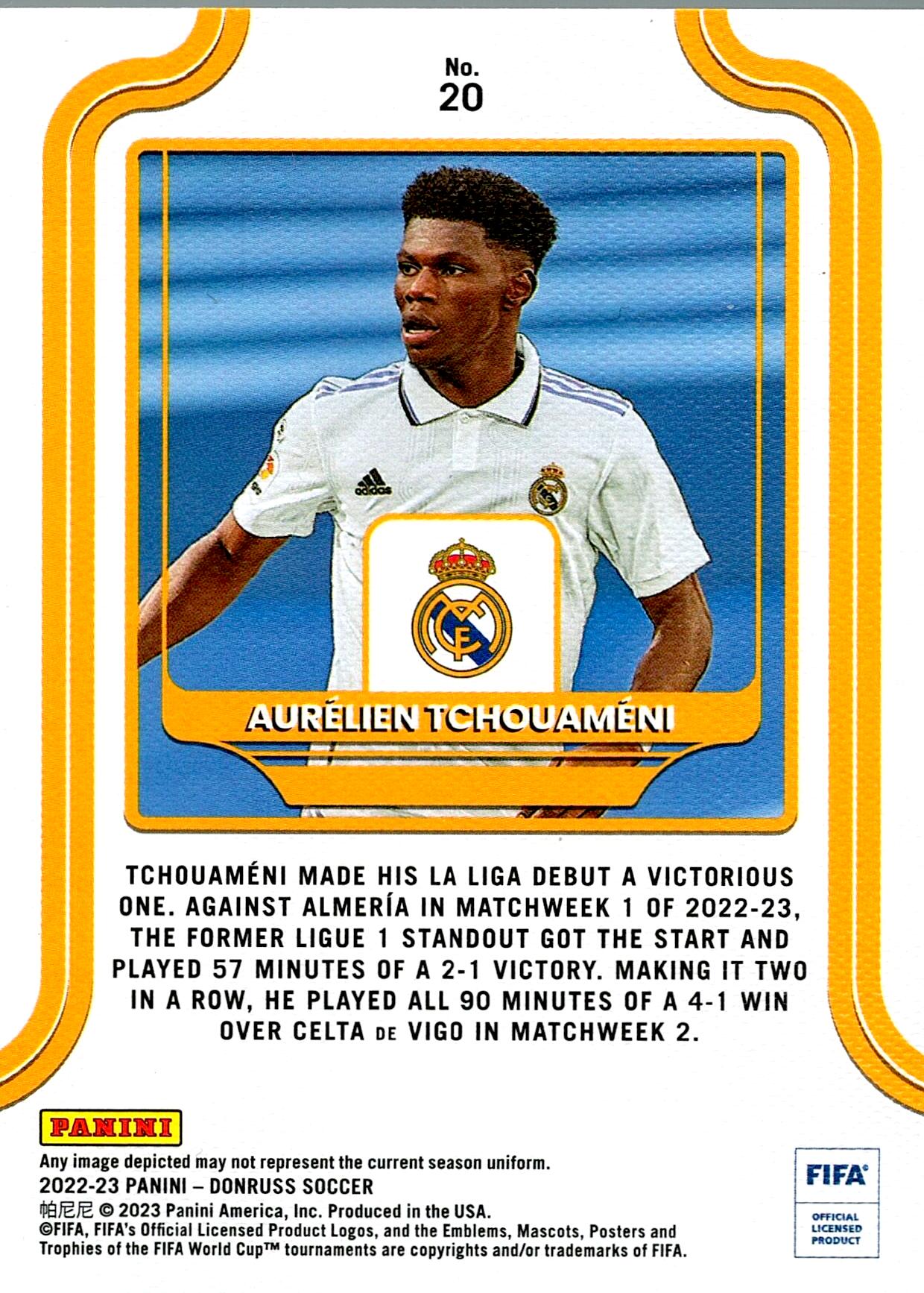 PANINI DONRUSS FIFA 2022/2023 TCHOUAMENI Nº20 ELITE SERIES