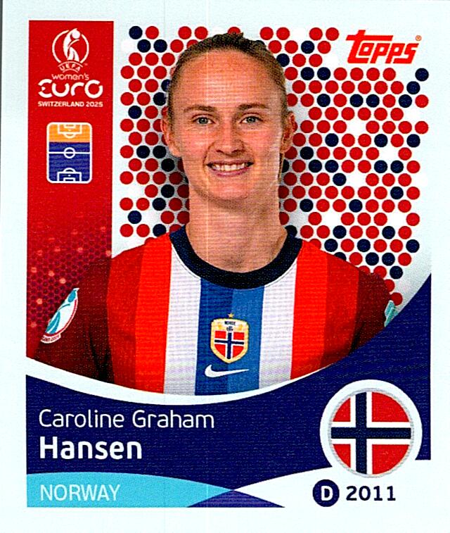 TOPPS WOMEN´S EURO SWITZERLAND 2025 CAROLINE GRAHAM HANSEN Nº57
