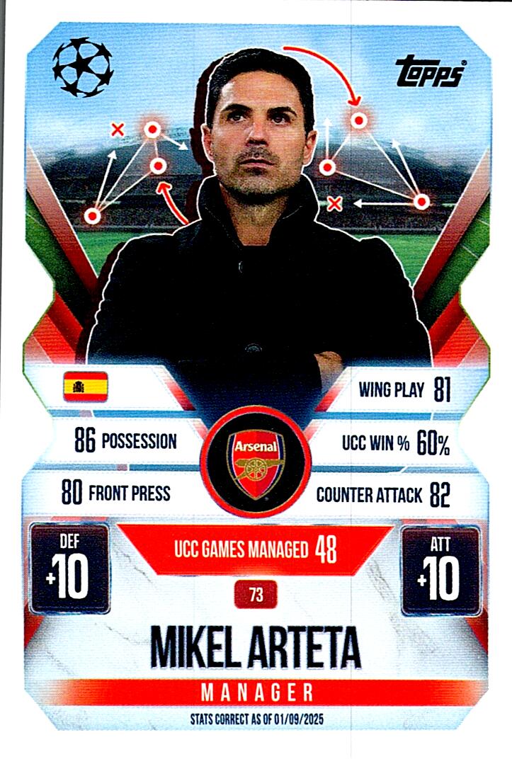 TOPPS MATCH ATTAX EXTRA 2025/26 MIKEL ARTETA Nº73