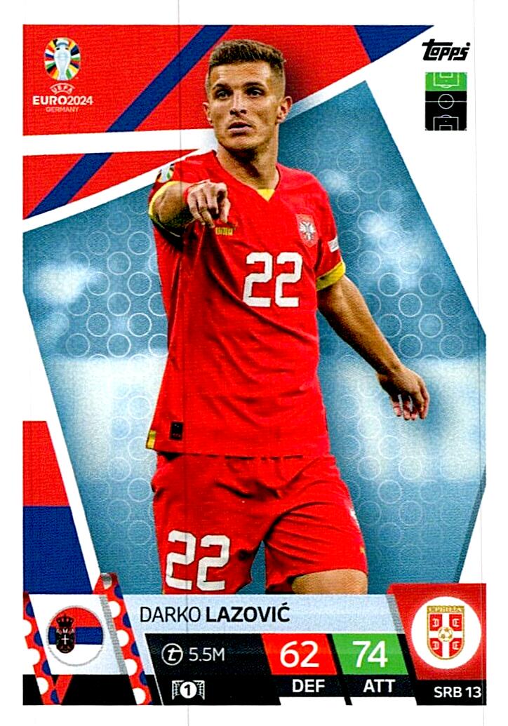 TOPPS MATCH ATTAX UEFA EURO 2024 DARKO LAZOVIC SERBIA NºSRB13