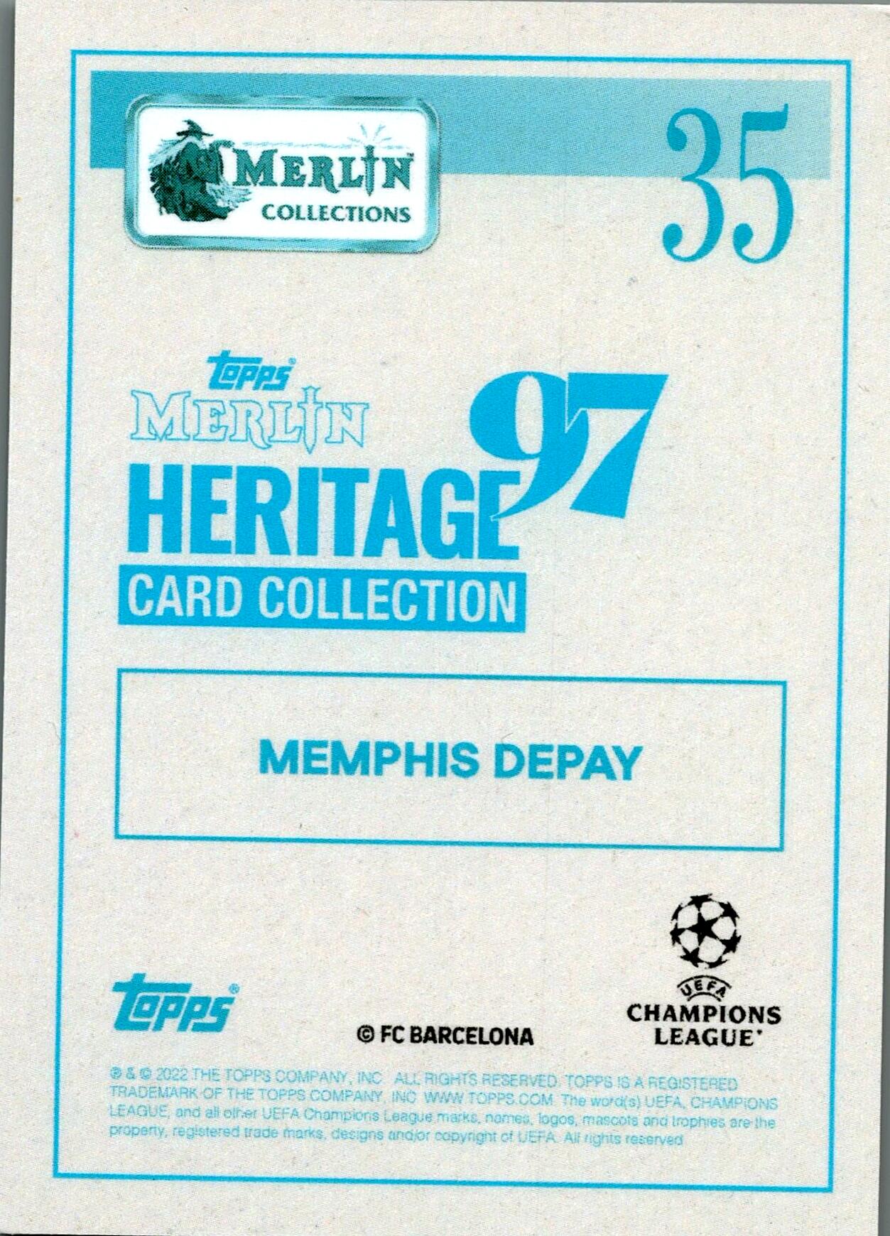 TOPPS MERLIN HERITAGE 97 2021/2022 MEMPHIS DEPAY Nº35