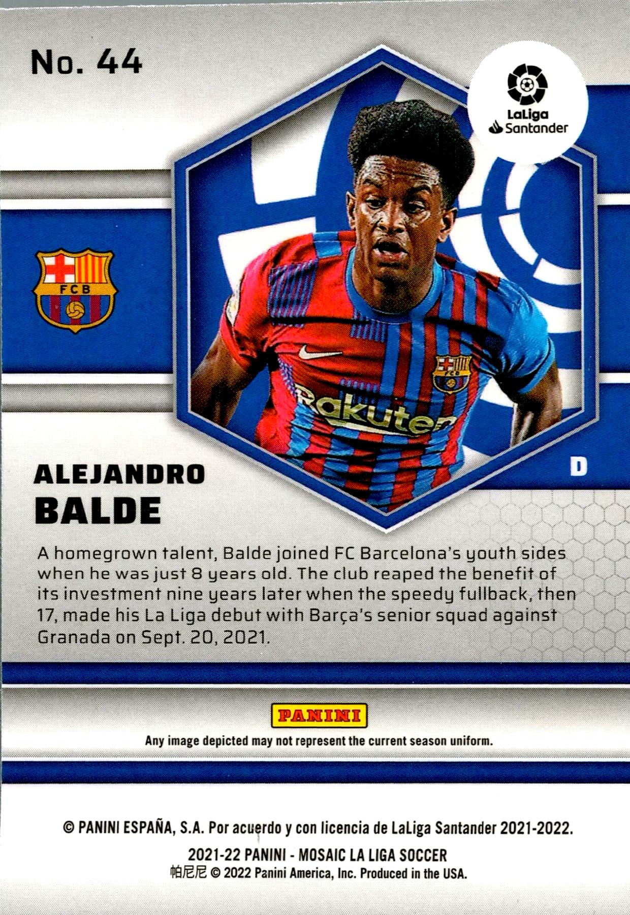 PANINI MOSAIC LA LIGA 2021/2022 ALEJANDRO BALDE Nº44 ROOKIE