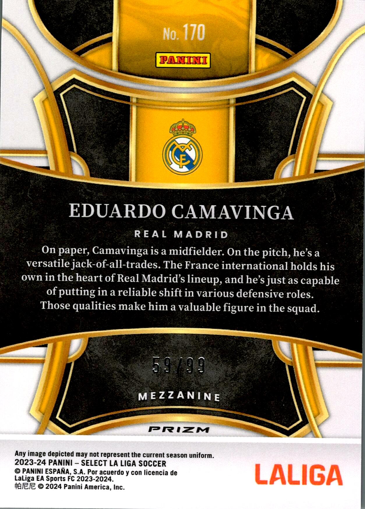PANINI SELECT LA LIGA 2023/2024 CAMAVINGA Nº170 NUMERADA /99