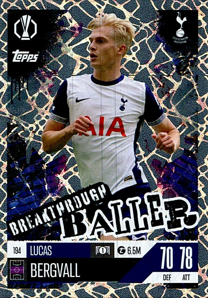 Match Attax Extra 2025 Lucas Bergvall Breakthrough Baller nº194