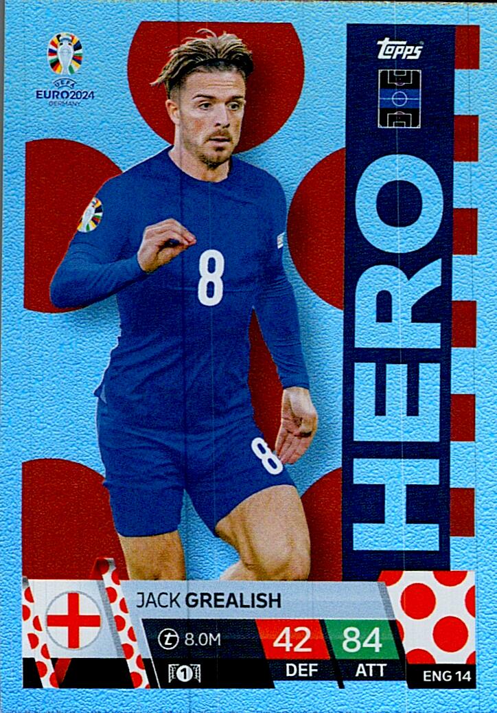 TOPPS MATCH ATTAX UEFA EURO 2024 JACK GREALISH INGLATERRA NºENG14 HERO